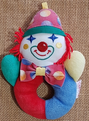 Hochet clown rouge et bleu Corolle, Vintage