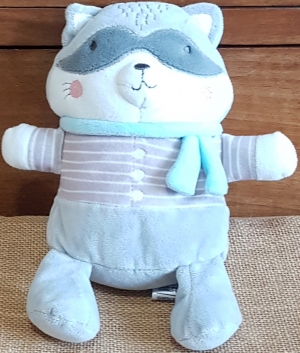 Peluche raton-laveur gris et bleu Mots d'enfant - Leclerc