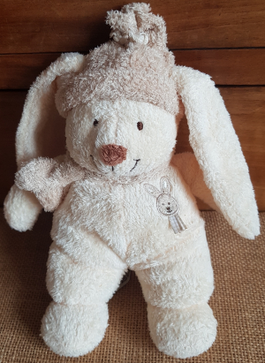 doudou lapin écru beige nez marron NICOTOY