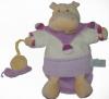 Doudou marionnette hippopotame violet et blanc qui tient un escargot  Collection  Z'amigolos Doudou et compagnie