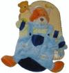 Marionnette renard orange et vert en salopette bleue, un papillon sort de sa poche - BN854 Baby Nat