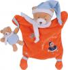 Marionnette ours Firmin orange et bleu Doudou et compagnie