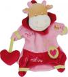 Marionnette vache rose et rouge avec un coeur, Nina adore les câlins - BN299 Baby Nat
