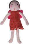 Poupée ange rose et rouge, tricotée, robe Marèse