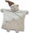 Doudou ours carré marron et blanc bonnet Kimbaloo - La Halle