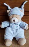 Peluche ours bleu salopette The Baby Collection Nicotoy