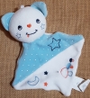 Doudou chat bleu et blanc étoiles Siplec - Leclerc