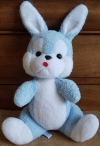 Peluche lapin bleu et blanc assis 45 cm Nounours - Vintage