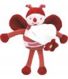 Doudou abeille rouge rose cajou mouchoir Sucre d'Orge