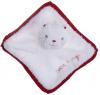 Doudou chat blanc et rouge en éponge Doumou de bain Sucre d'Orge