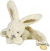 Doudou lapin attache-tétine taupe et blanc - DC2130 Doudou et compagnie