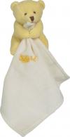 Doudou ours jaune tenant un mouchoir blanc brodé Baby Nat' - BN3530 Baby Nat
