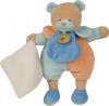 Peluche ours bleu et orange tenant un mouchoir - BN653 Baby Nat