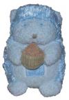 Peluche marmotte blanc et bleu tenant un muffin, petit modèle Tartine et Chocolat - Vintage