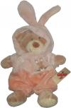 Doudou peluche ours déguisé en lapin rose saumon Nicotoy - Orchestra - Grain de blé