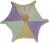Doudou lapin étoile vert, violet et jaune Nounours - Vintage