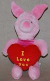Peluche cochon Porcinet rose tenant un coeur rouge Disney Baby