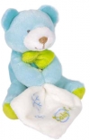 Peluche ours bleu et vert tenant un mouchoir - BN047 Baby Nat