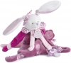 Doudou Cerise attache-tétine lapin blanc rose et violet - DC2701 Doudou et compagnie