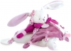 Doudou plat lapin blanc violet fuschia rose et fleuri *Cerise* - DC2703 Doudou et compagnie