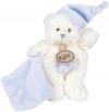 Peluche ours blanc et bleu avec mouchoir *Câlins* - BN045 Baby Nat