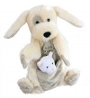 Marionnette chien beige avec marionnette à doigt chat blanc et rose  - HO2371 Histoire d'ours