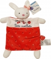 Doudou lapin rouge et blanc Petite cueillette Mots d'enfant - Leclerc
