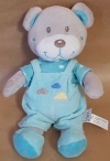 Peluche ours bleu vert en salopette nuages Tex Baby - Carrefour
