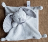 Doudou lapin blanc carré oreilles rayées gris BB Simba Toys (Dickie)