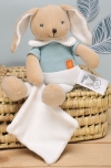 Peluche lapin bleu vert et blanc avec doudou BN0579 en coton BIO Baby Nat